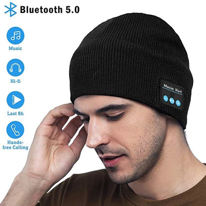 Wireless Smart Cap Headset Warm Beanie Rechargeable Bluetooth Headphone