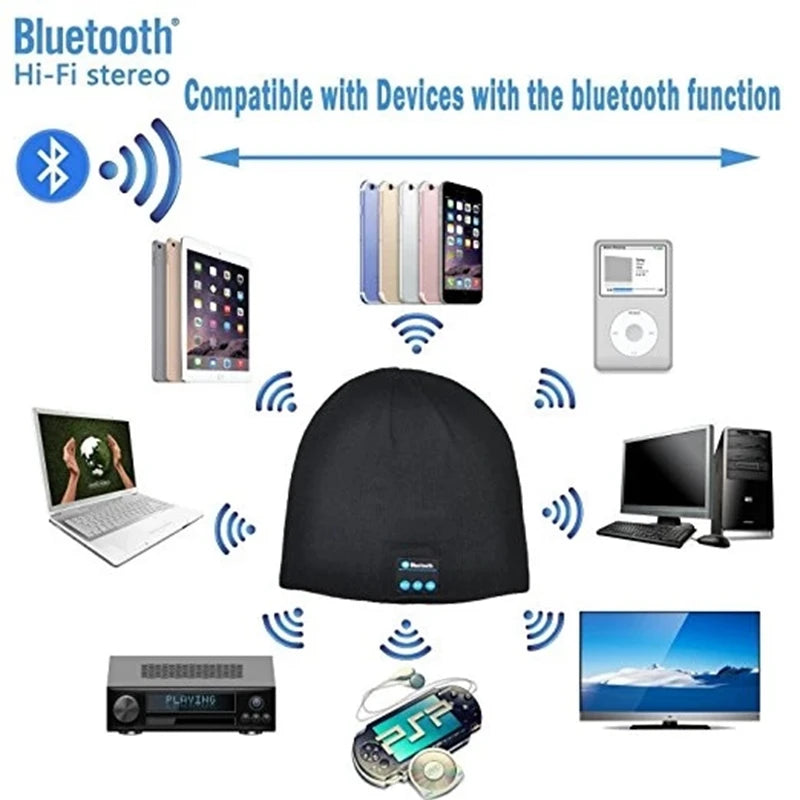 Wireless Smart Cap Headset Warm Beanie Rechargeable Bluetooth Headphone