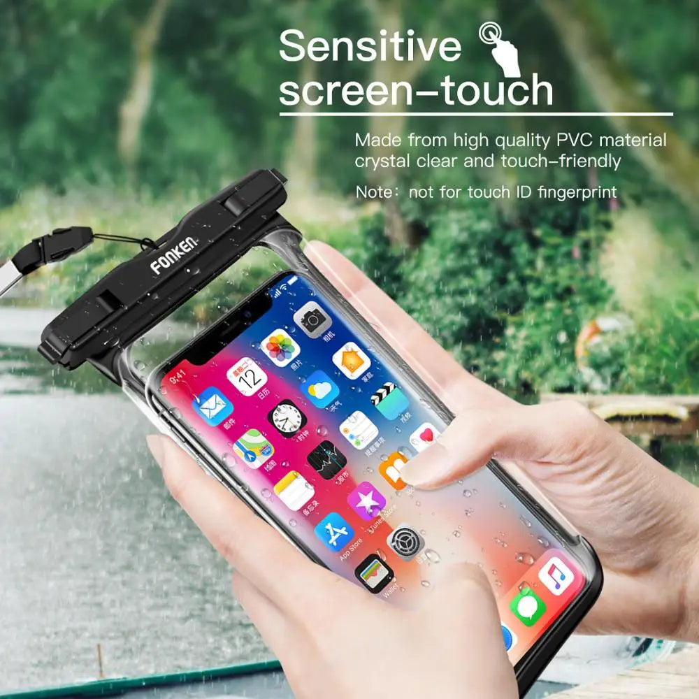 Full View Waterproof Phone Underwater Snow Rainforest Transparent Dry Bag Swimming Case