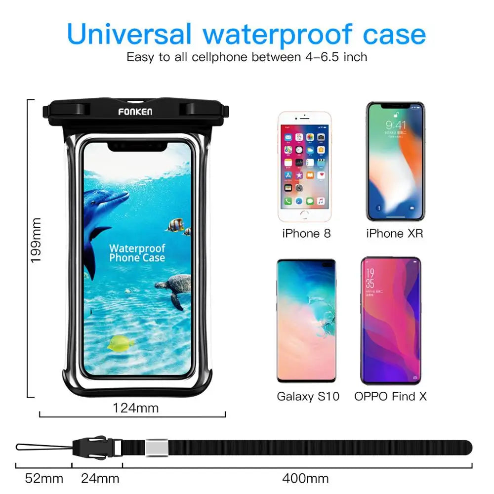 Full View Waterproof Phone Underwater Snow Rainforest Transparent Dry Bag Swimming Case