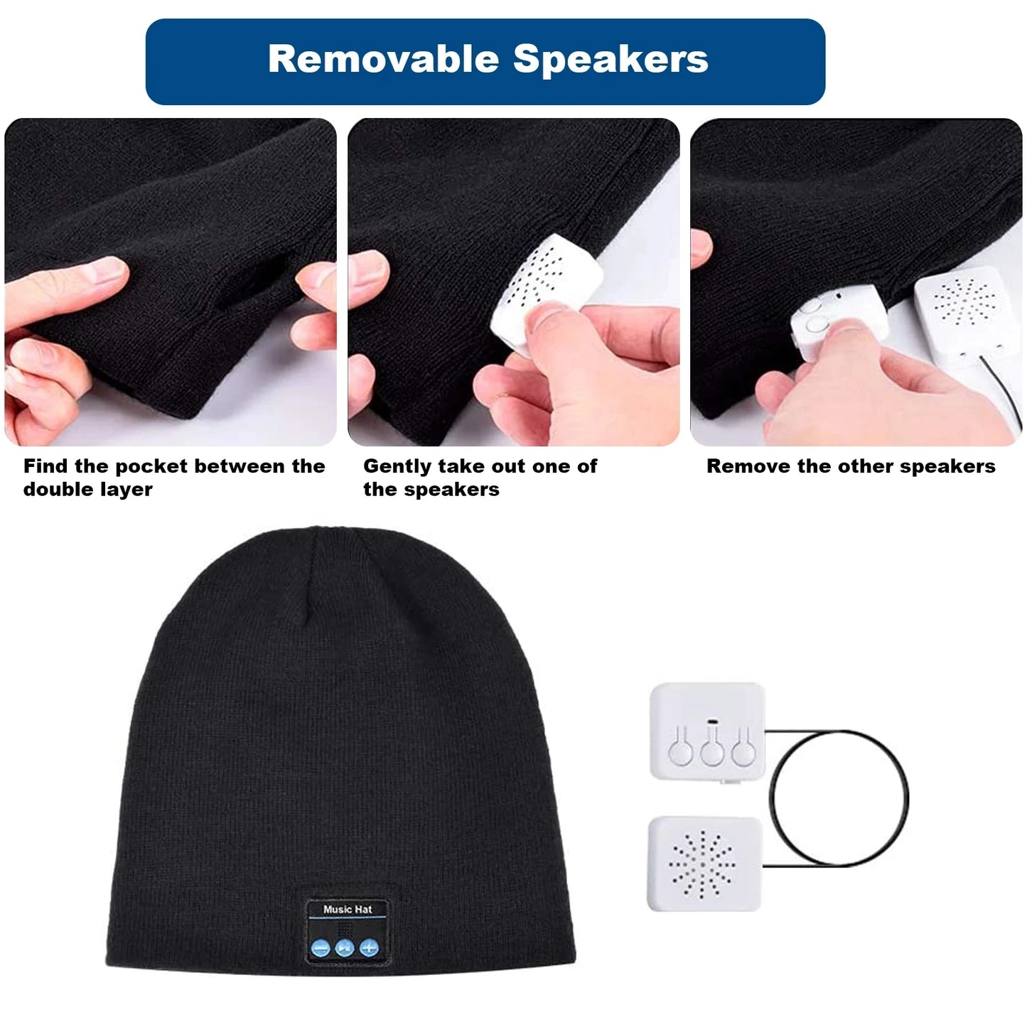 Wireless Smart Cap Headset Warm Beanie Rechargeable Bluetooth Headphone