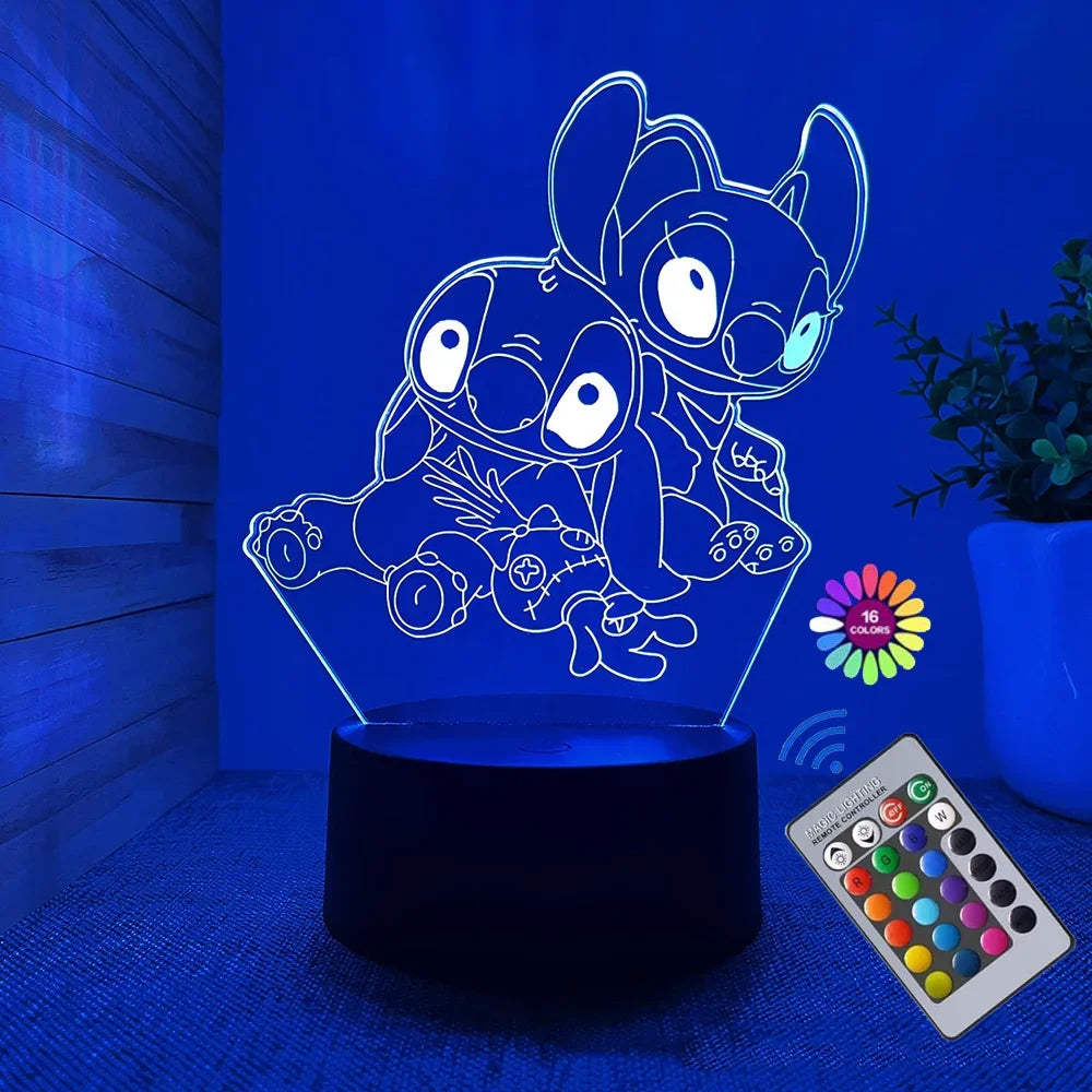 3D Illusion Stitch Night Light Remote Control & Smart Touch Lamp for Room Decor