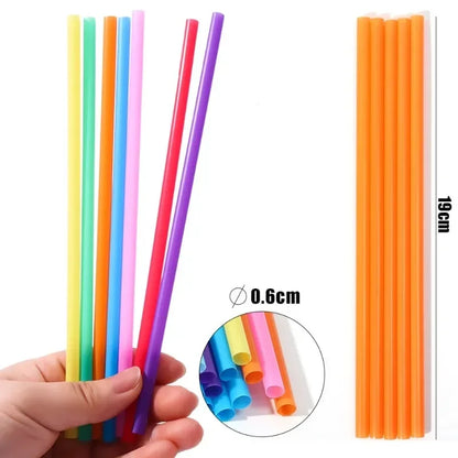 100PCS Colorful Plastic Disposable Large Drinking Straws