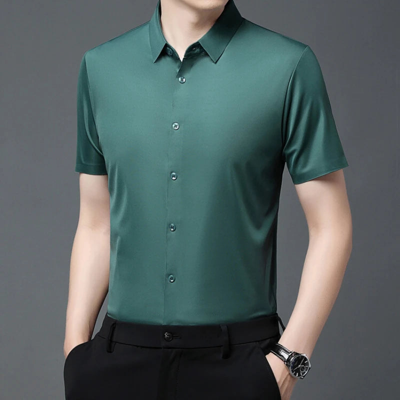 Men's Ultra Stretch Short Sleeve Casual  Breathable Stretchable Abrasion-Resistant Shirt