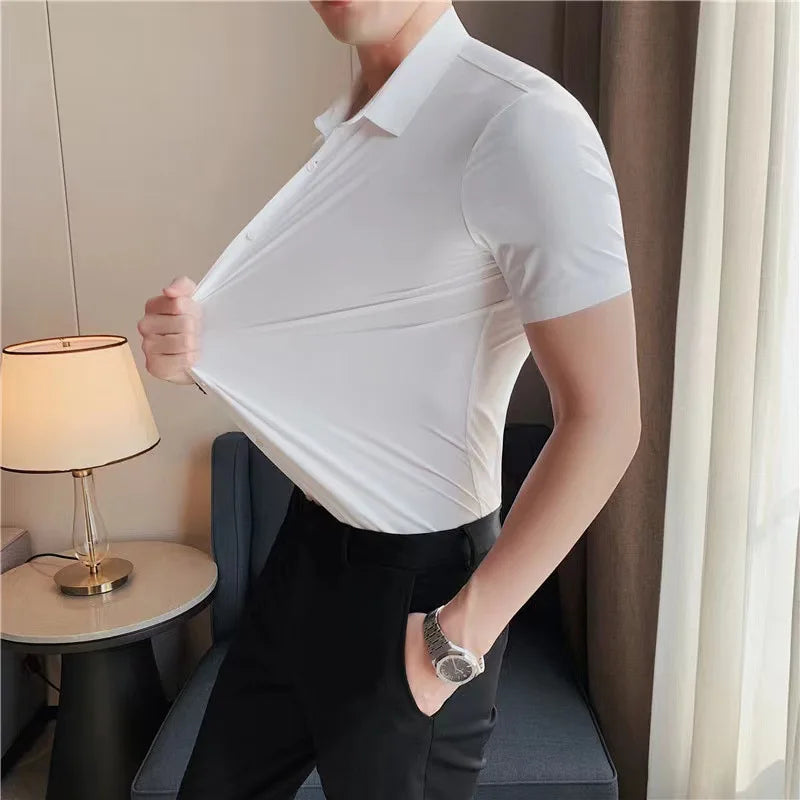 Men's Ultra Stretch Short Sleeve Casual  Breathable Stretchable Abrasion-Resistant Shirt