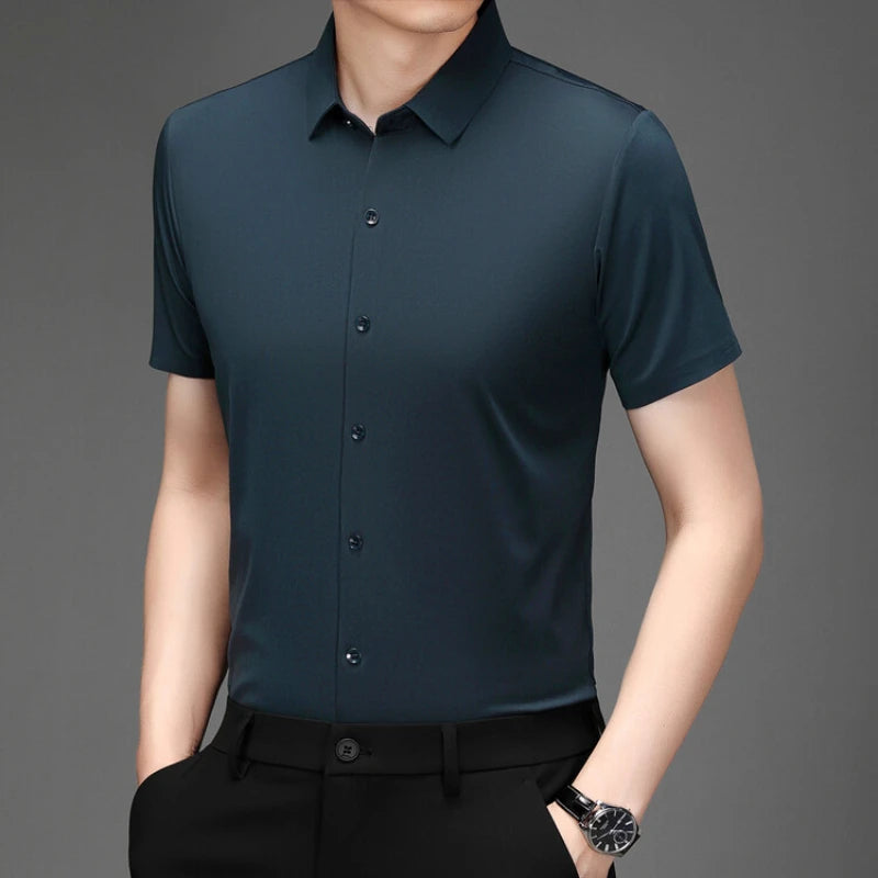 Men's Ultra Stretch Short Sleeve Casual  Breathable Stretchable Abrasion-Resistant Shirt