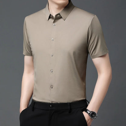 Men's Ultra Stretch Short Sleeve Casual  Breathable Stretchable Abrasion-Resistant Shirt