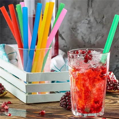 100PCS Colorful Plastic Disposable Large Drinking Straws