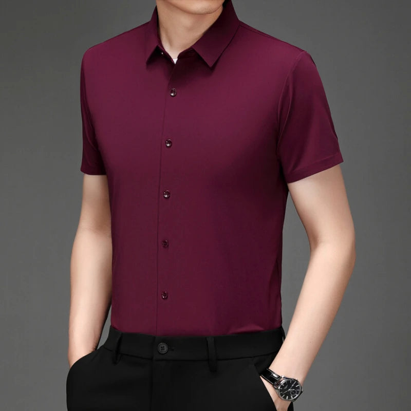 Men's Ultra Stretch Short Sleeve Casual  Breathable Stretchable Abrasion-Resistant Shirt