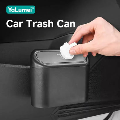 Car Mounted Mini Press Type Side Door Garbage Bin With Lid Hanging Storage Bin