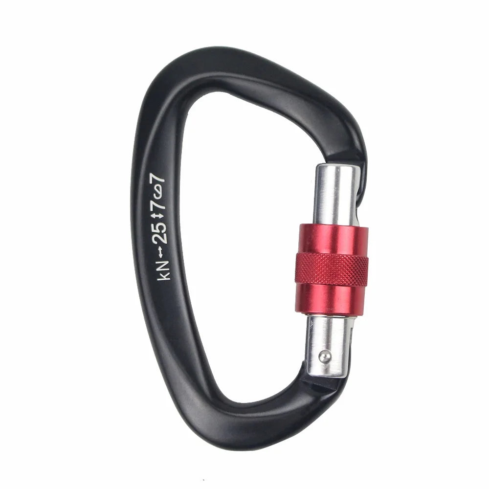 Rock Climbing Carabiner 25kN D-Shape Buckle Safety Screw Lock