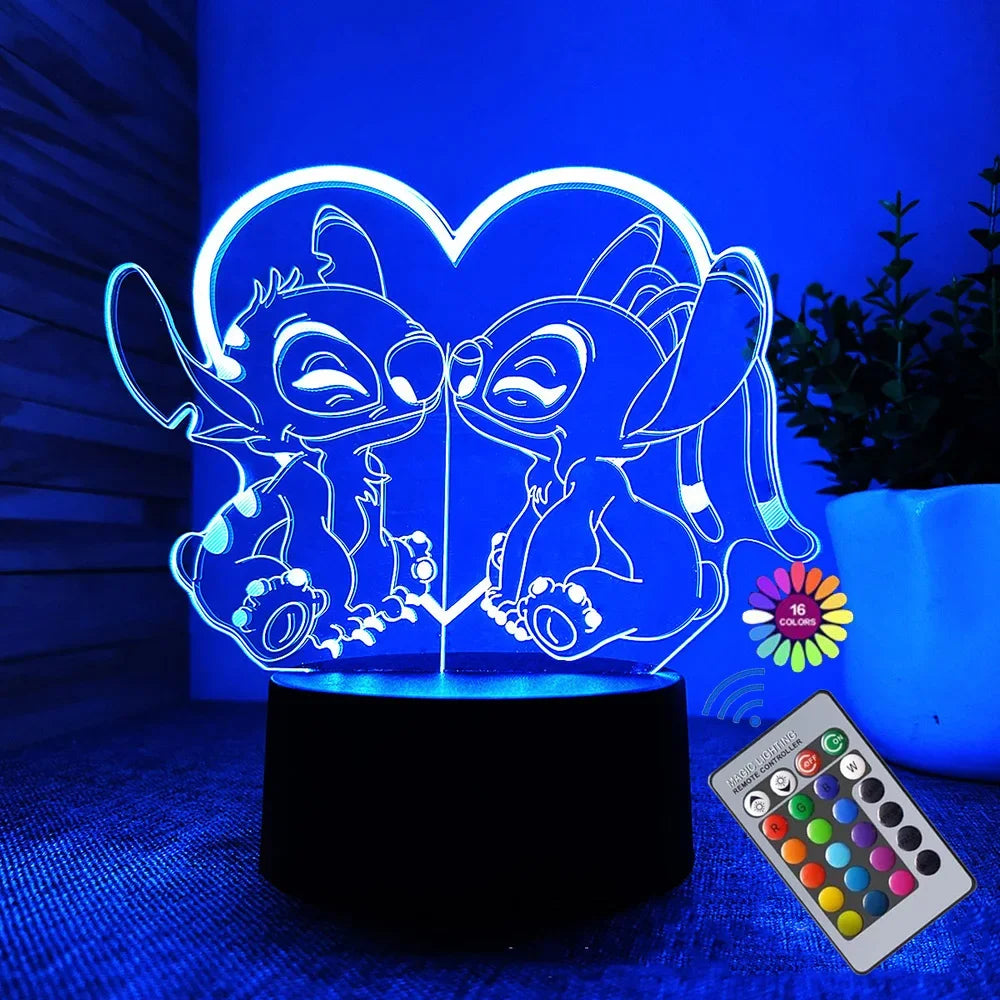 3D Illusion Stitch Night Light Remote Control & Smart Touch Lamp for Room Decor