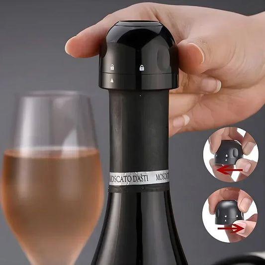 Vacuum Wine Champagne Stopper Rotating Lock Sealing Plug