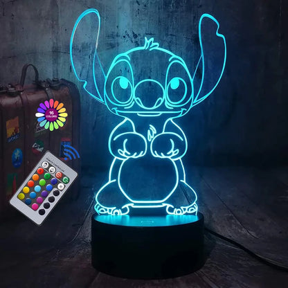 3D Illusion Stitch Night Light Remote Control & Smart Touch Lamp for Room Decor