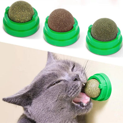 Cat Wall Stick-on Ball Toy Scratchers Treats Healthy Natural Catnip