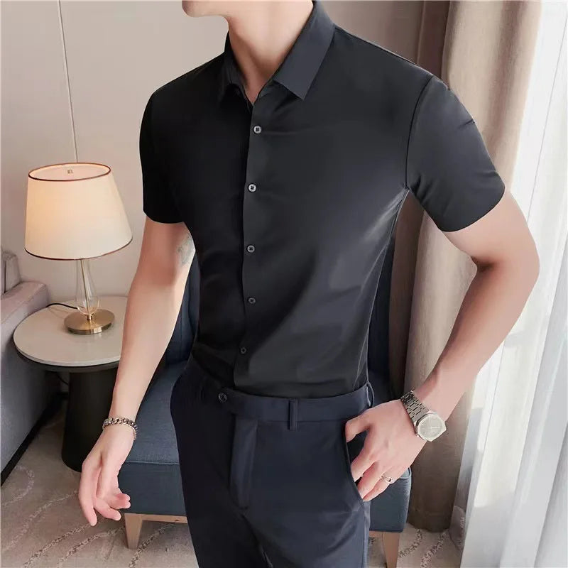 Men's Ultra Stretch Short Sleeve Casual  Breathable Stretchable Abrasion-Resistant Shirt