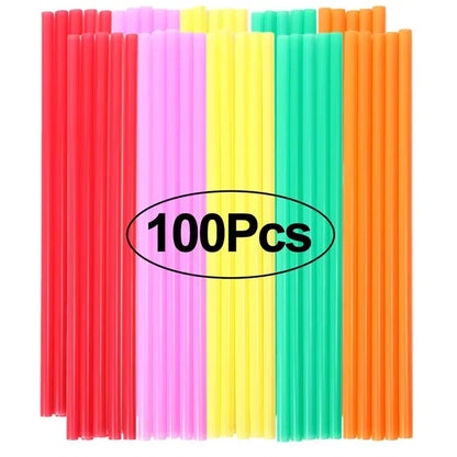 100PCS Colorful Plastic Disposable Large Drinking Straws