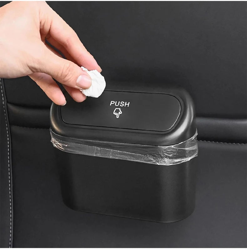 Car Mounted Mini Press Type Side Door Garbage Bin With Lid Hanging Storage Bin