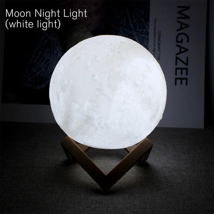 Moon Lamp LED Night Light Battery Powered With Stand Starry Lamp