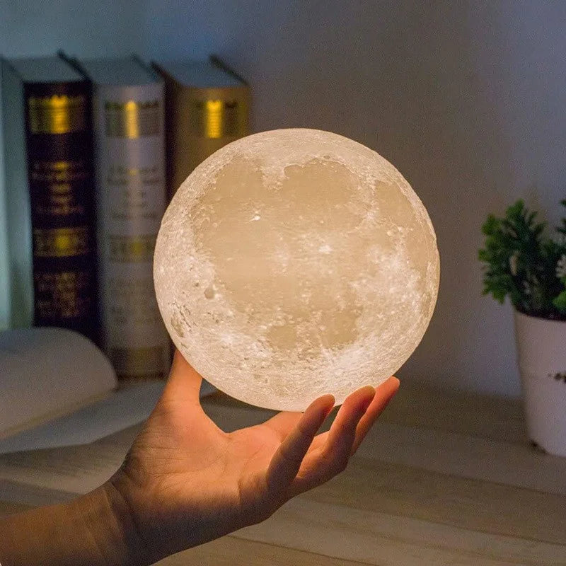 Moon Lamp LED Night Light Battery Powered With Stand Starry Lamp