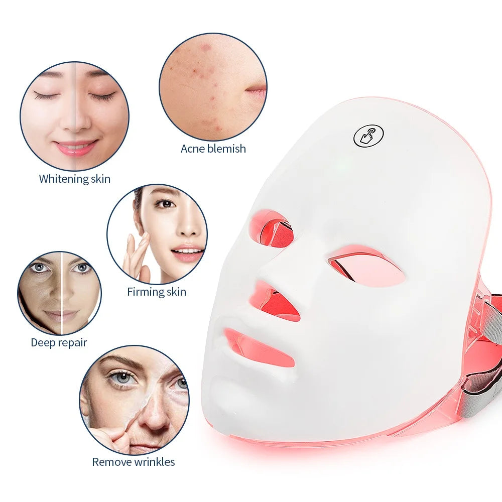 7 Colors Led Facial Light Therapy Mask For Skin Tightening Lifting Anti-aging Bio-Light Beauty