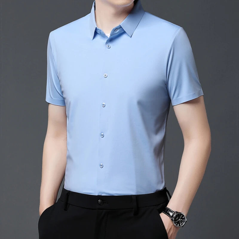 Men's Ultra Stretch Short Sleeve Casual  Breathable Stretchable Abrasion-Resistant Shirt