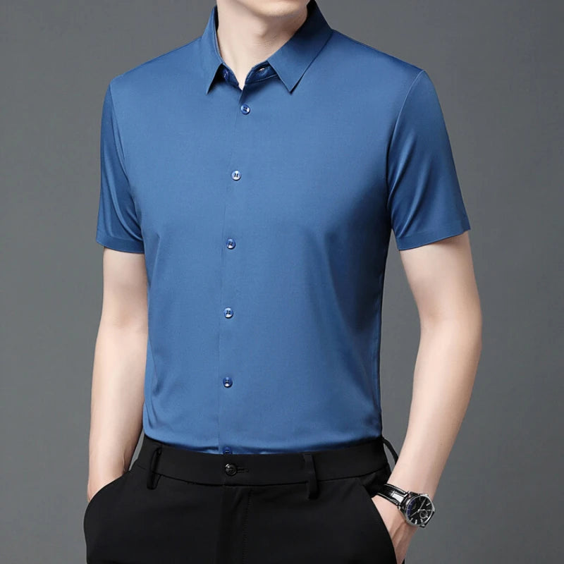 Men's Ultra Stretch Short Sleeve Casual  Breathable Stretchable Abrasion-Resistant Shirt