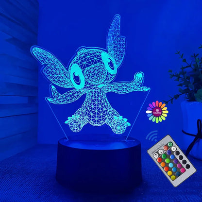 3D Illusion Stitch Night Light Remote Control & Smart Touch Lamp for Room Decor