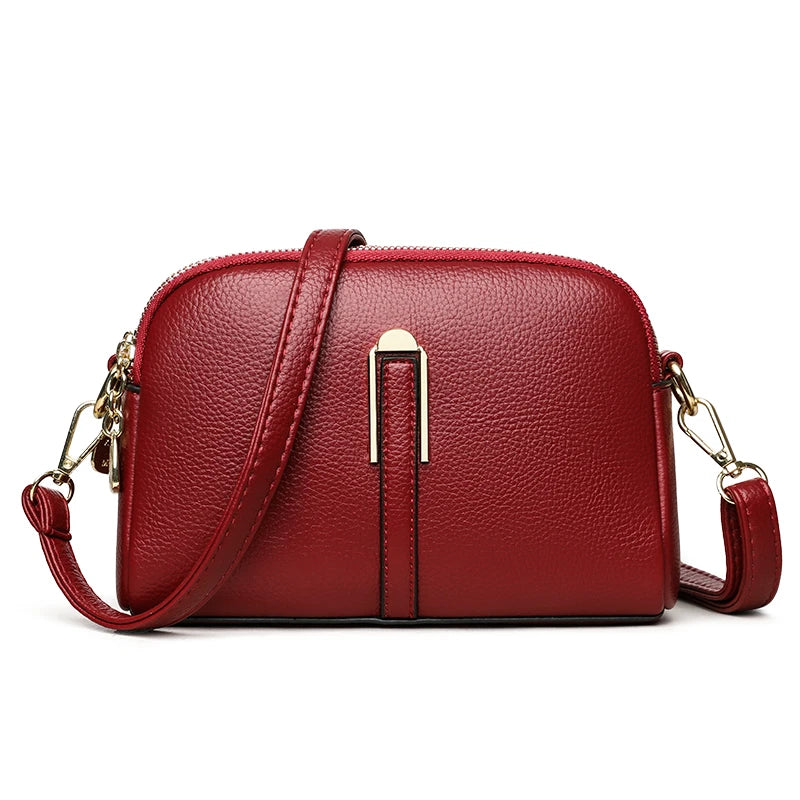 Solid Color Women's Crossbody Bag Authentic Soft Leather Women Shoulder Bag