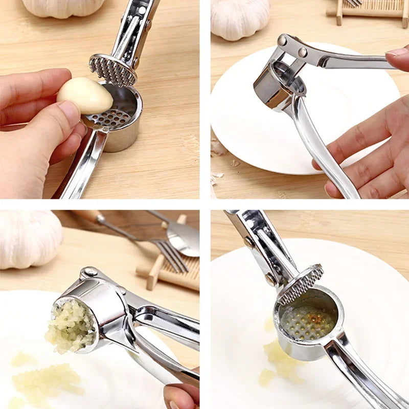 Stainless Steel Garlic Press Crusher Mincer Handheld Garlic Smasher Squeezer