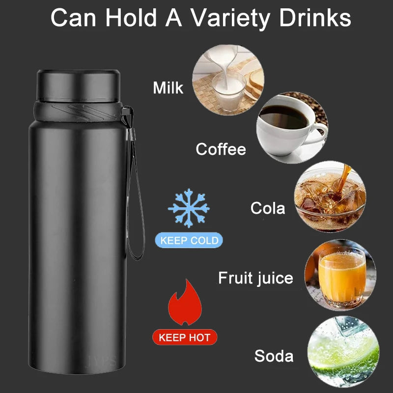 1L Thermal Water Bottle Temperature Display Thermos Bottle Stainless Steel Tumbler