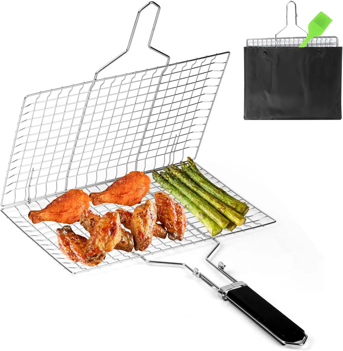 Folding Grilling Basket  BBQ Stainless Steel Foldable Grill Rack