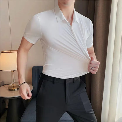 Men's Ultra Stretch Short Sleeve Casual  Breathable Stretchable Abrasion-Resistant Shirt