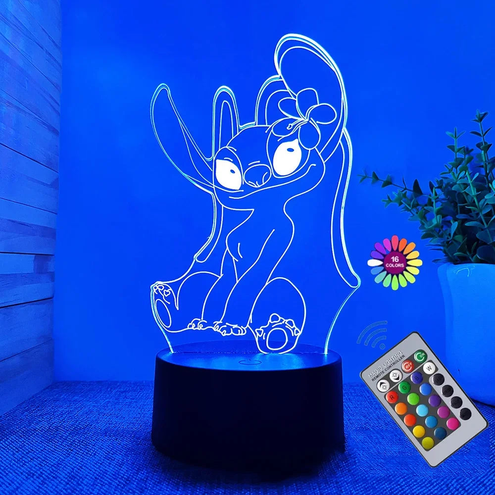 3D Illusion Stitch Night Light Remote Control & Smart Touch Lamp for Room Decor