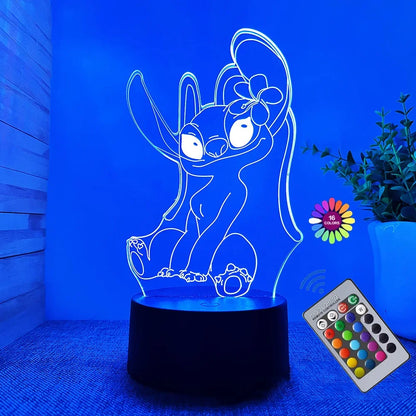 3D Illusion Stitch Night Light Remote Control & Smart Touch Lamp for Room Decor