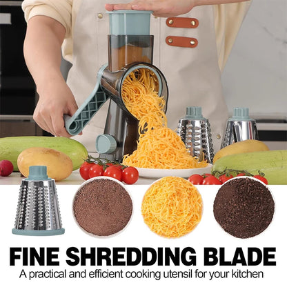 3 in 1 Rotary Cheese Grater Versatile Manual Vegetable Slicer Grinder