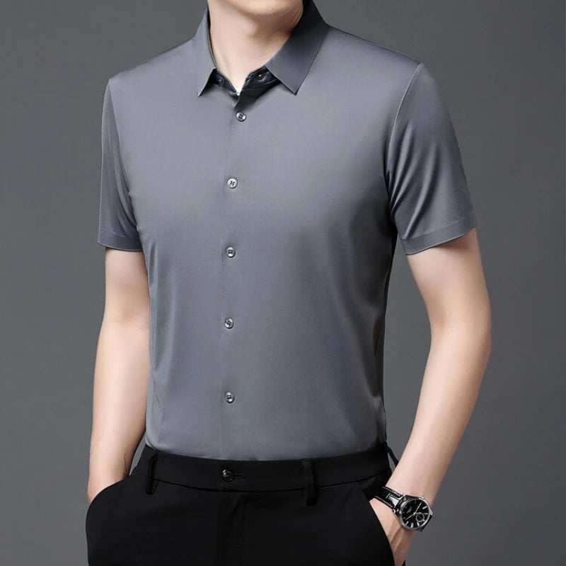 Men's Ultra Stretch Short Sleeve Casual  Breathable Stretchable Abrasion-Resistant Shirt