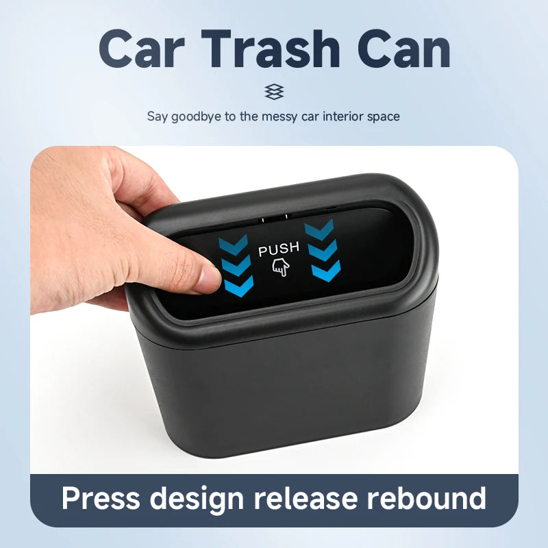 Car Mounted Mini Press Type Side Door Garbage Bin With Lid Hanging Storage Bin