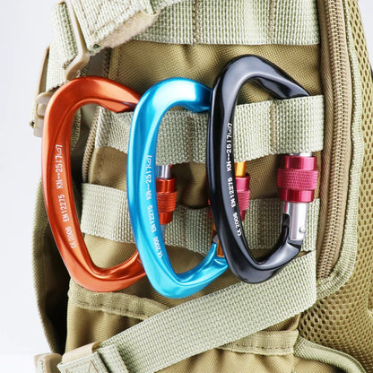 Rock Climbing Carabiner 25kN D-Shape Buckle Safety Screw Lock